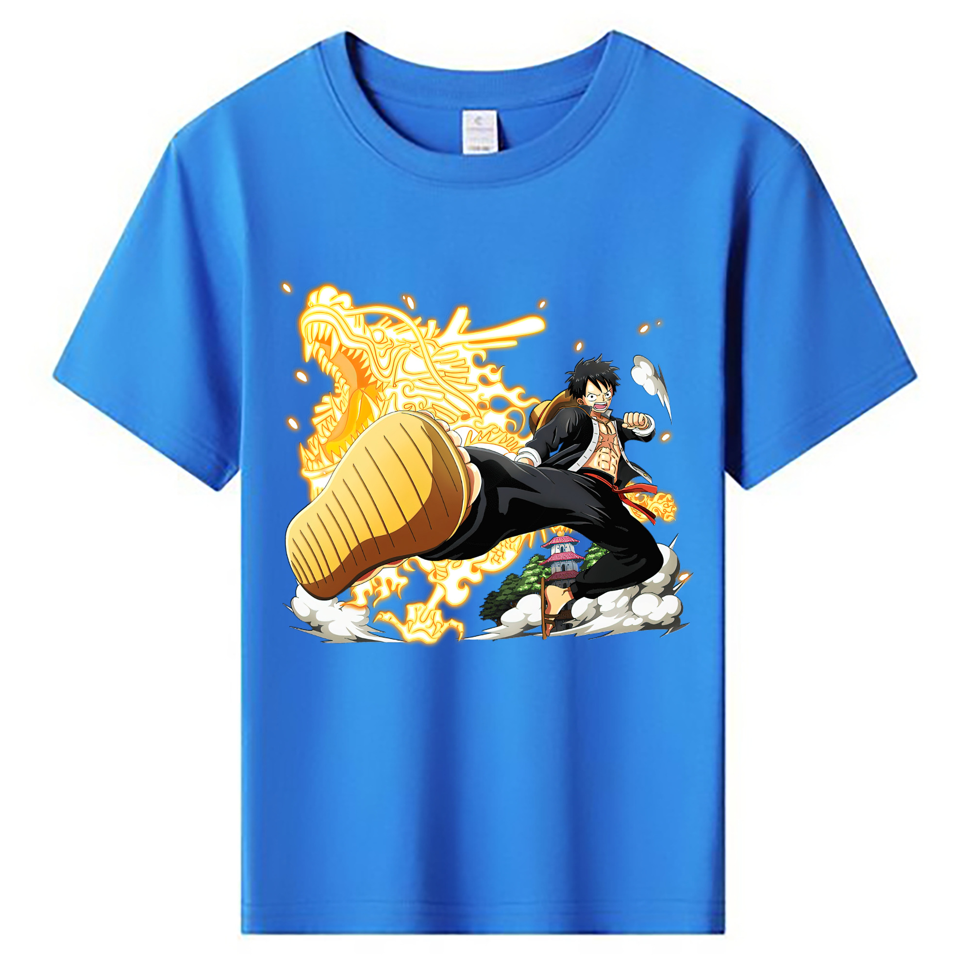 ワンピース モンキー・D・ルフィ ONE PIECE Monkey D. Luffy 綿100％キッズTシャツ（フロントプリント）